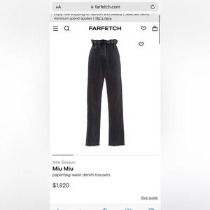 Miu miu paper bag denim size 29